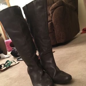 Brown Suede Knee High Boots